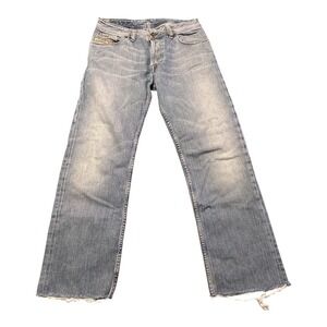 Diesel Men Jeans Blue‎ Wash Straight Leg Distressed Hem Denim Pants Size 30